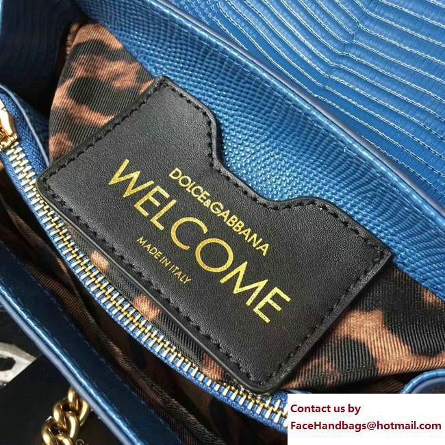 Dolce  &  Gabbana Welcome Shoulder Bag In Lizard Pattern Leather Blue 2018